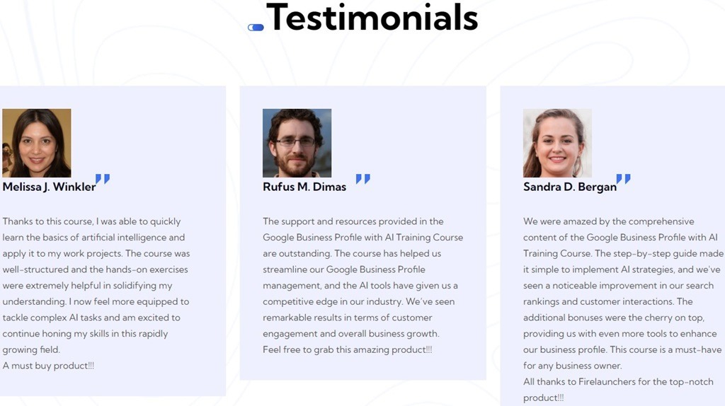 Google Business Profile with Ai testimonial