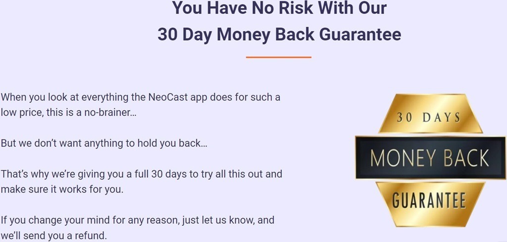 NeoCast moneyback